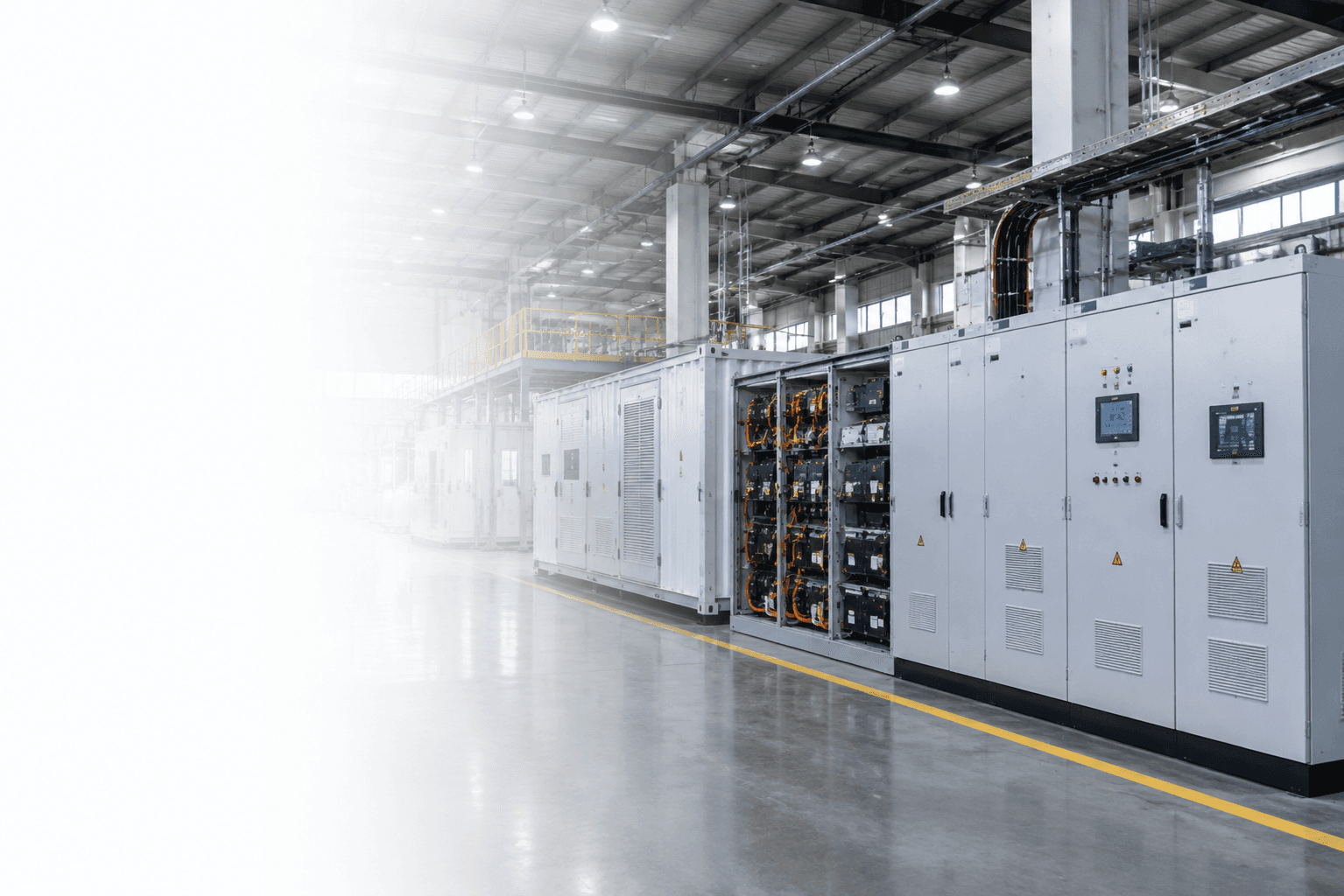 Industrial production facility with energy and automation equipment