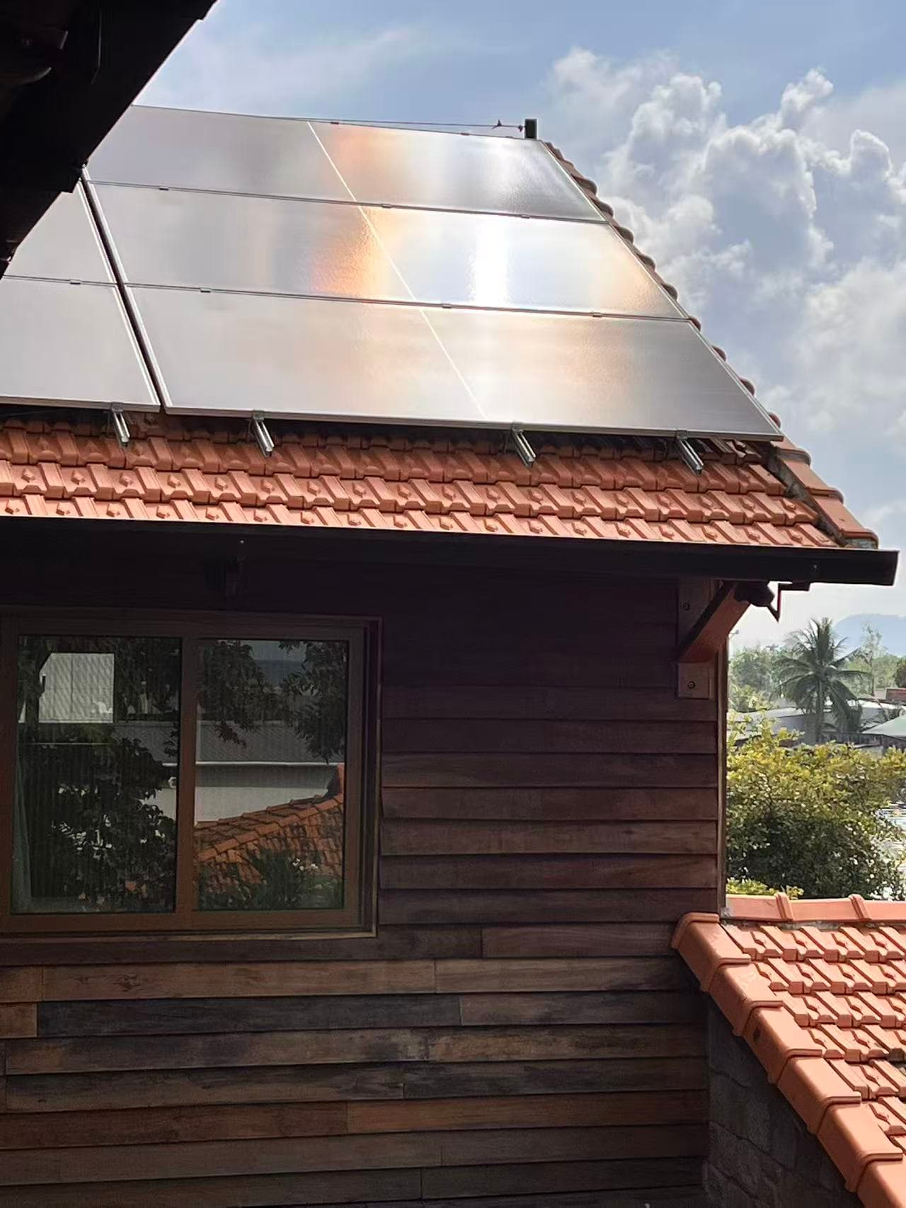 Solar PV modules installed on the resort rooftop